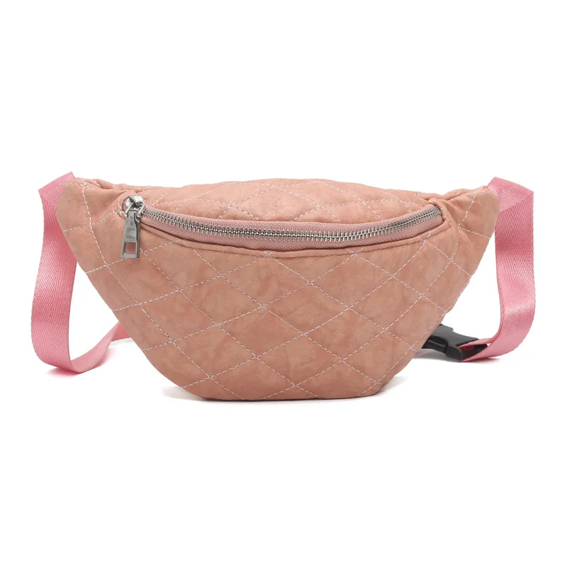 

Jiessie & Angela Fanny Packs For Women PU Leather Waist Bag Casual Femal Plaid Waist Belt Bags Chest Pack Shoulder Bag strap