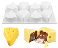 3d silicone mold cheese shape 8 cavity cake baking moulds triangle diy chocolate pudding soap mold non stick white 10pcslot