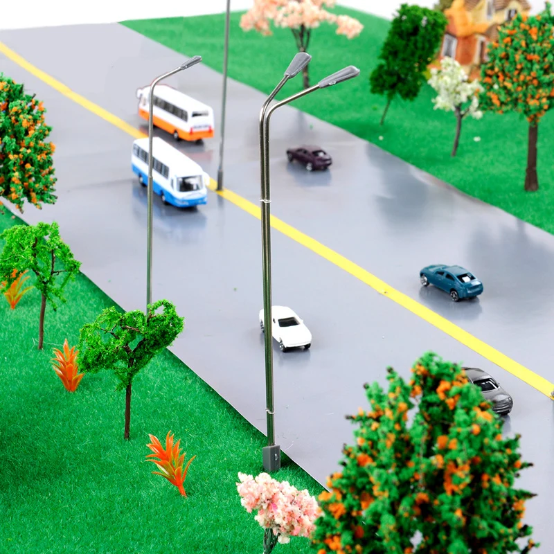 10 шт. HO TT N масштаб 1:50-1:200 две головы модель светодиодный свет Lampost железная дорога уличный свет пейзаж