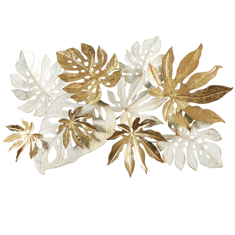

Nordic Ins Metal Wall mounted Leaves Wall Decoration Home Crafts Sofa Background 3D Stereo Wall Sticker Mural for living room