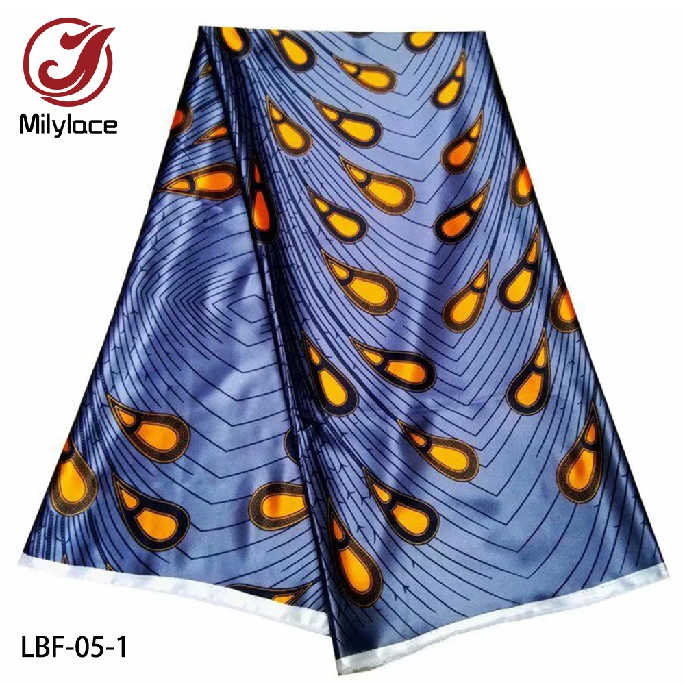Новейшая африканская печать шелковая имитация ткани 5 ярдов искусственная ткань