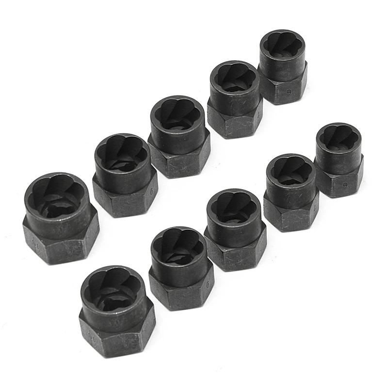 10Pcs/Set Damaged Bolts Nuts Black Screws Remover Extractor Removal Tools Set Threading Tool Kit Car Hub Multipurpose Screw |