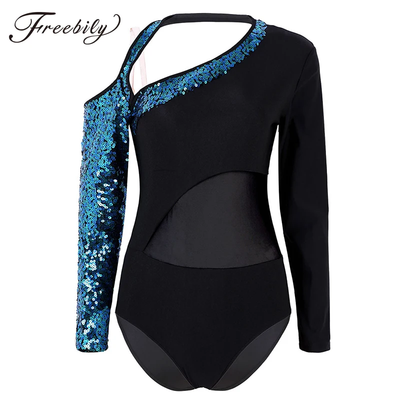 Женские Блестящие Блестки с длинными рукавами сетка соединением балетные