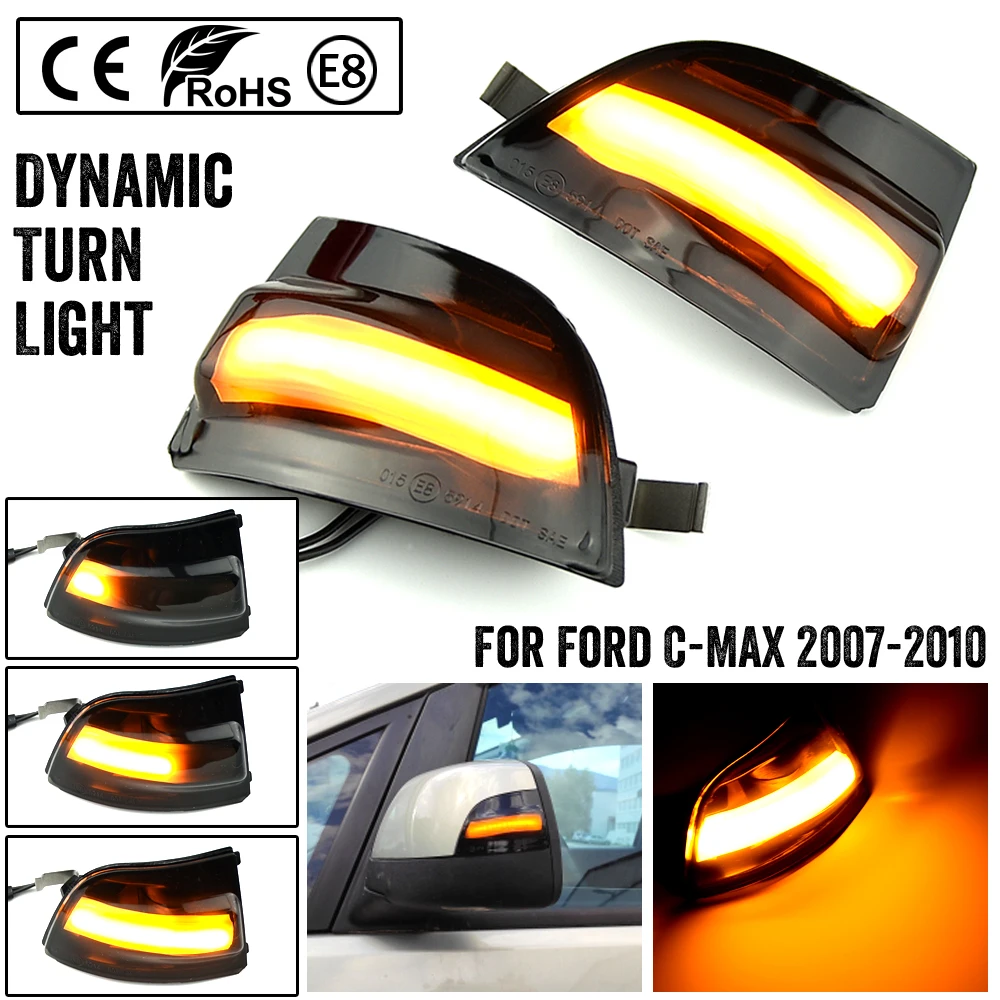 Dynamic Turn Signal Light Car Rear View Mirror LED Indicator Blinker For FORD Focus 2 MK2 2004 - 2008 C-MAX