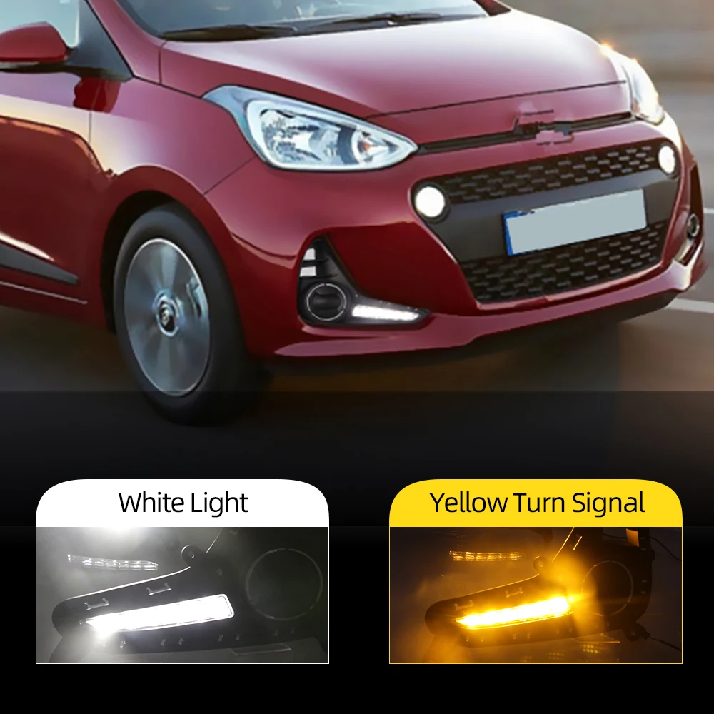 Автомобильная проблесковая 2 шт. DRL для Hyundai Grand i10 2017 2018 2019 с сигнал поворота 12V
