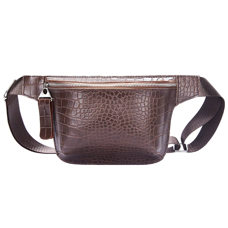 

Casual Waist Bag for Women Alligator Leather Fanny Pack Phone Pouch Chest Packs Ladies Wide Strap Belt Bag Female Crossbody Flap