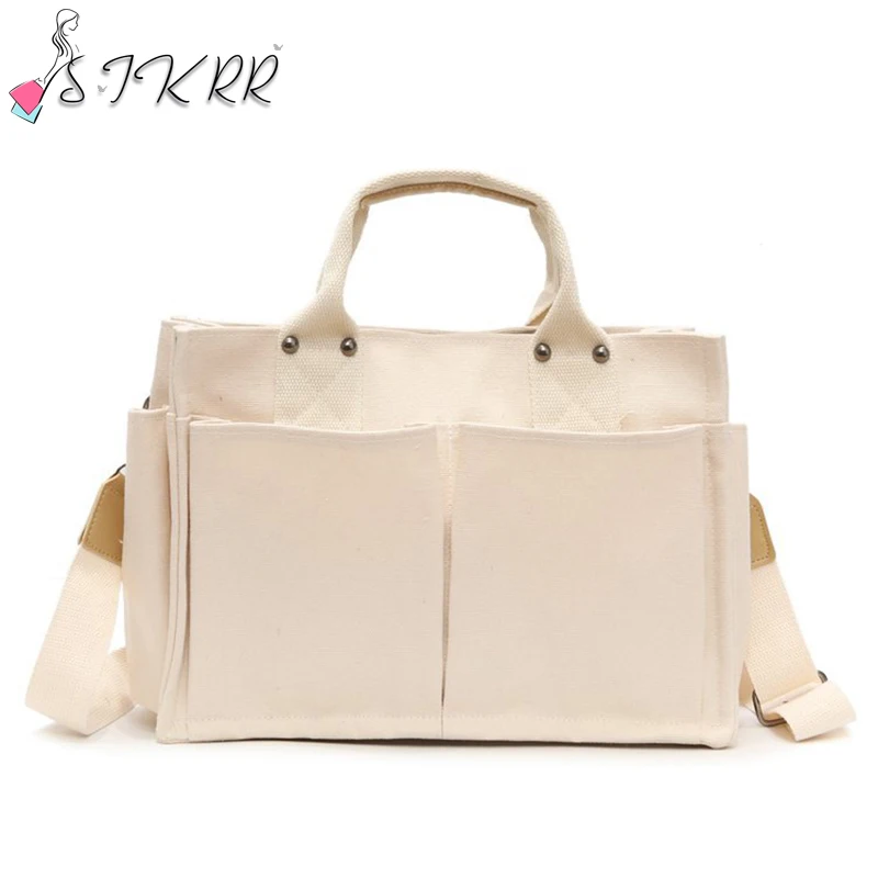 

S.IKRR Tote Bag Canvas Women Handbags Designer Shoulder Crossbody Bags Ladies Casual Large Reusable Shopping Bag Hand Bags 2021