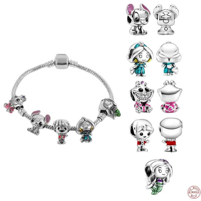 

MC 1 Set 925 Silver Cute Animal Beads Charm Bracelet Fit Original Pandora Bracelets for Women Lover Valentine's Day Jewelry Gift