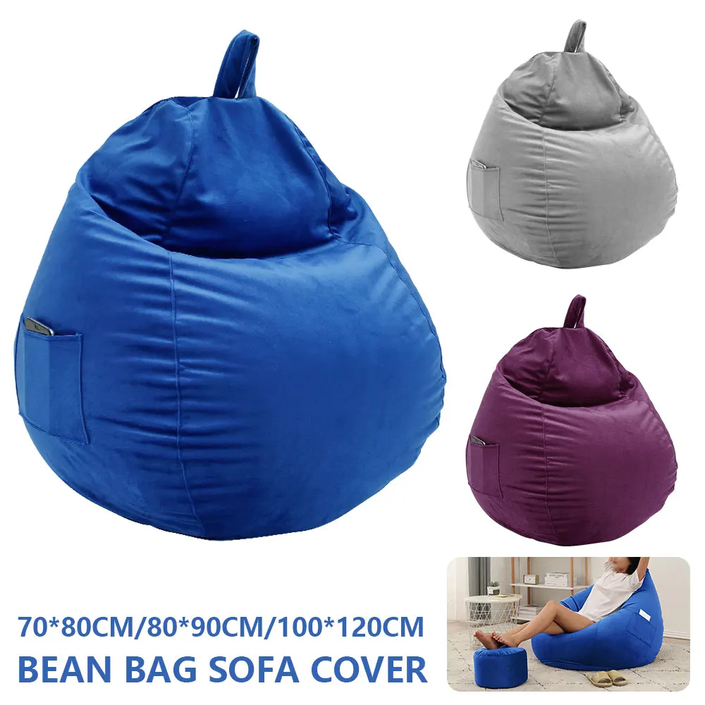 Comfy Velvet Beanbag Bean Bag Sofa Covers Folding Lazy Sofa Bed Indoor Relax Lounger Slipcover Floor Bean Bag Adults Kids S M L