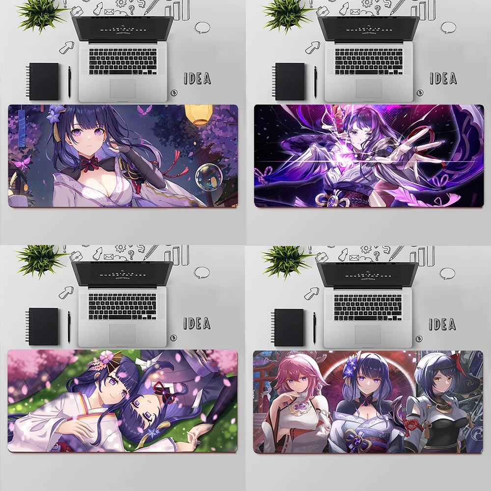 

Gaming Mouse Pad Large Mouse Pad PC Gamer Computer Mouse Mat Genshin Impact Raiden Shogun Mousepad Keyboard Desk Mat Mause Pad