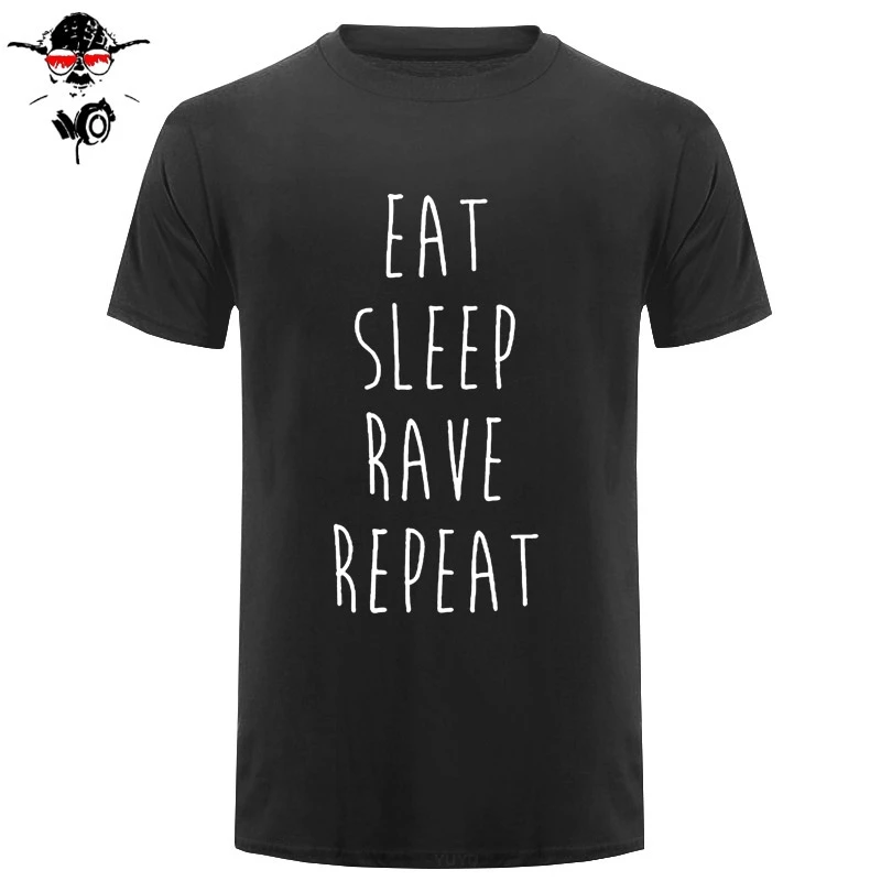 Мужская хлопковая футболка с коротким рукавом EAT SLEEP RAVE REPEAT DANCE SWAG MAN IBIZA новинка |