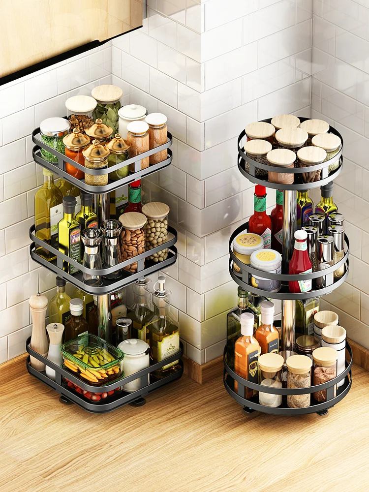 

Вращающаяся кухонная полка для приправ, столешница, полка для приправ, многофункциональная круглая полка для хранения