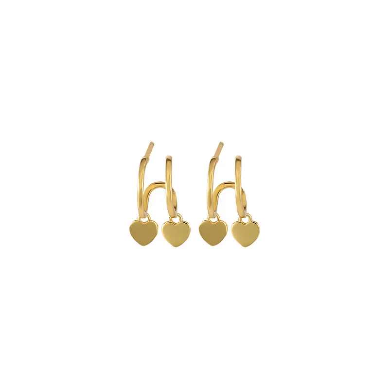 

Silvology 925 Sterling Silver Double Layer Heart Stud Earrings for Women Small Chic Simple Earrings Ladies Fashionable Jewelry