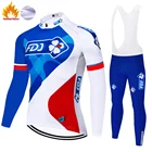 FDJ велосипедная Джерси 2020 wielerгарантированное зимнее теплое флисовое с длинным рукавом велосипедный комплект мужские 20D гелевые подкладки велосипедные брюки