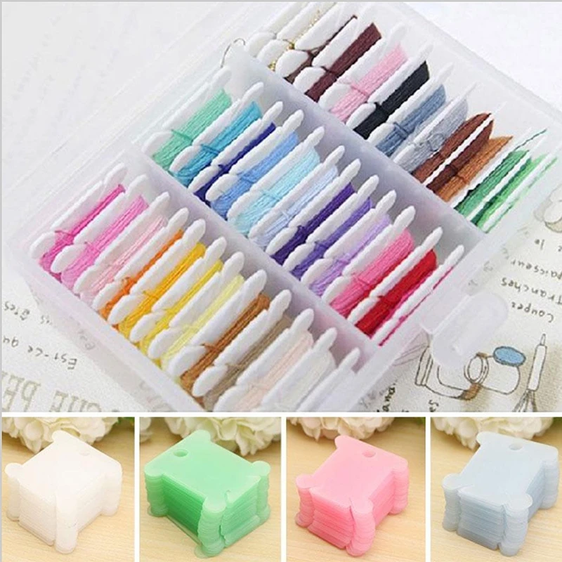 

100Pcs Embroidery Floss Craft Thread Bobbin Cross Stitch Storage Holder Plastic 72XF