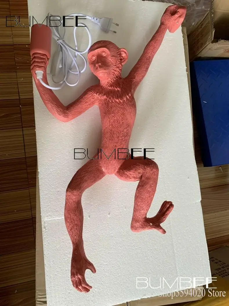 Современная цветная лампа в форме обезьяны ретро пеньковая веревка светодиодный