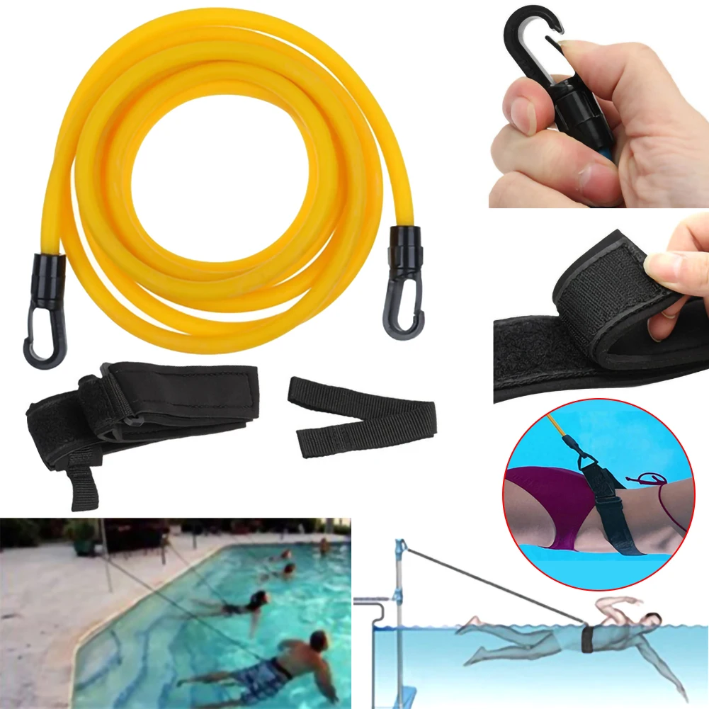 

New Swim Training Belts Swimming Tether Resistance Elastic Belt Training Leash Stationary Harness Bungee Cords Resistance Bands