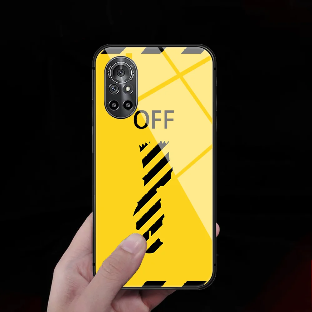 

Off Luxury Brand-Whitese Tempered Glass Phone Case Cover For Huawei Honor Oppo Reno Find X2 X3 5 7 8 9 10 20 A I X Pro Lite
