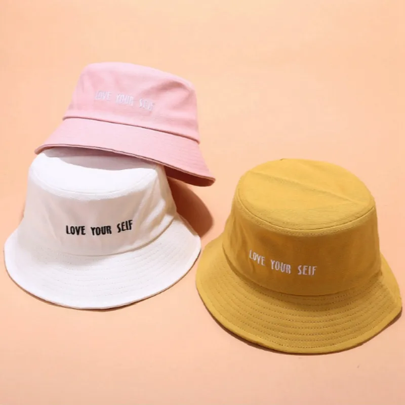 Панама повседневная хлопковая Рыбацкая Солнцезащитная шляпа с вышивкой love your self