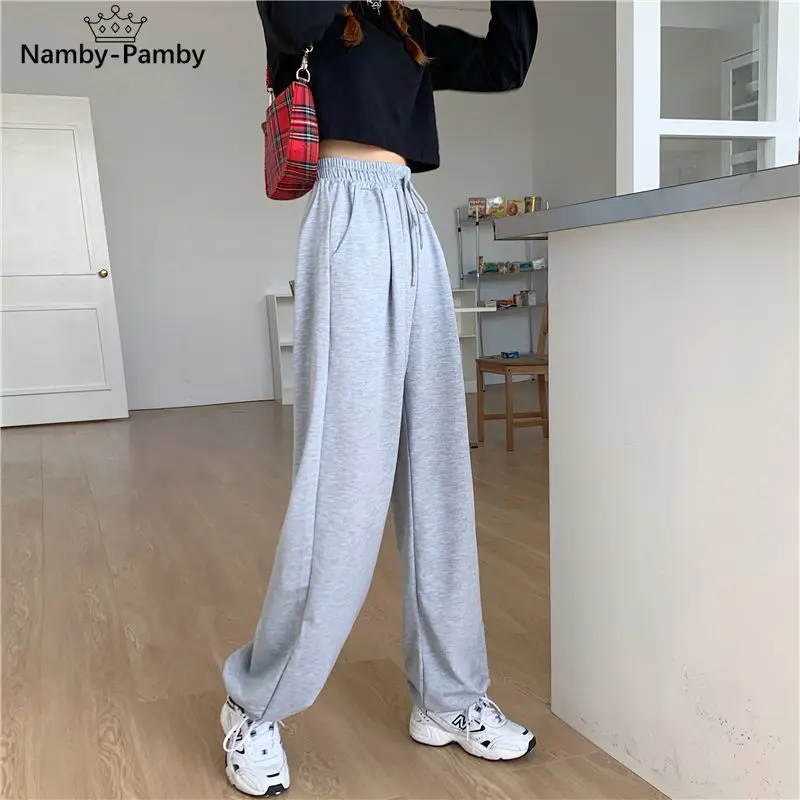 

Gray Jogging Sweatpants Women Baggy 2021 Korean Fashion Joggers Sports Pants Oversize Loose Balck Trousers For Female