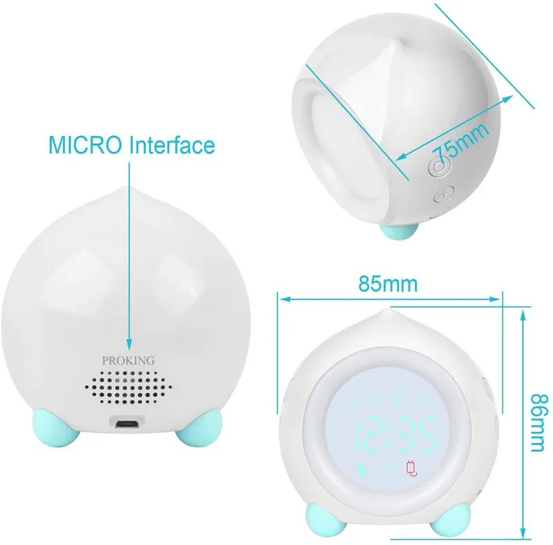 Детский умный будильник с функцией bluetooth 7 цветов сменный для спальни ученический