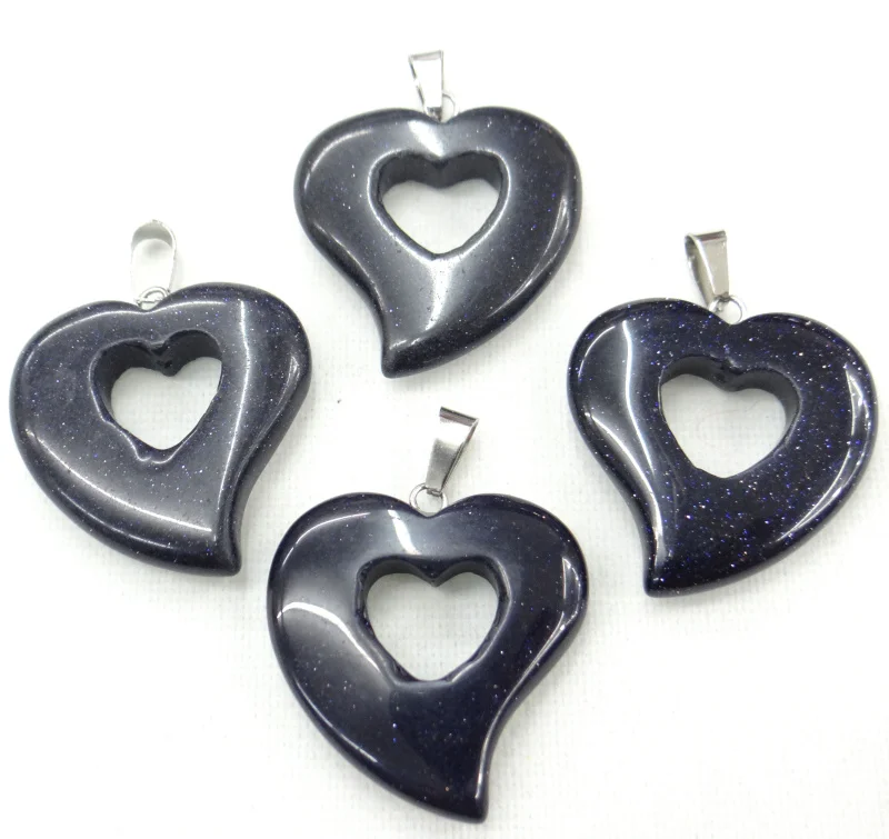 

Wholesale 12pcs natural opal stone hollow curved heart charm pendant for jewelry making Necklace pendant accessories