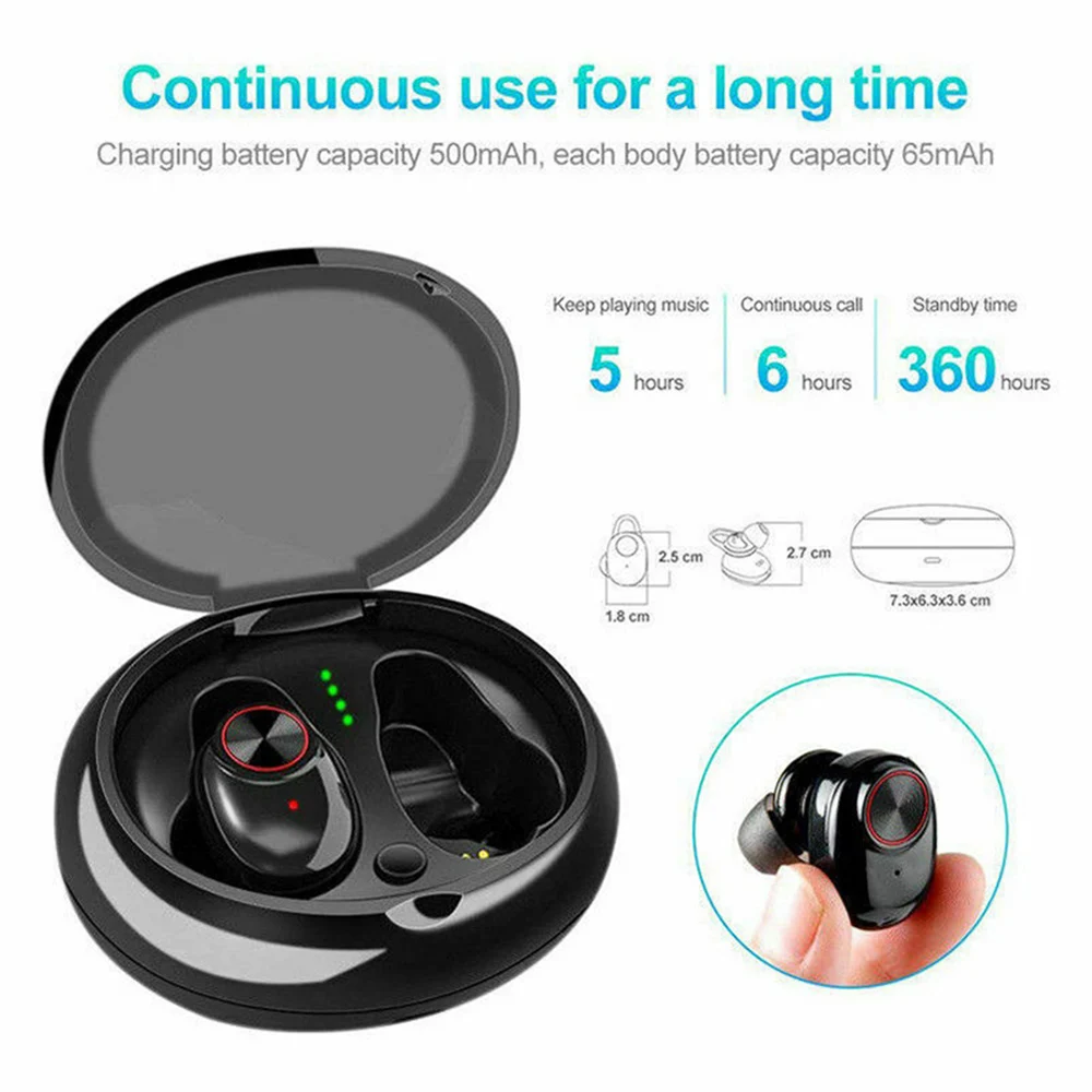 

TWS Bluetooth 5.0 Earphones Wireless Stereo Sound Noise Cancelling Earbuds Waterproof Gaming Headsets With Dual Microphones