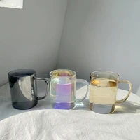 colorful glass handle cup ins style simple and light luxury colorful cup juice cup coffee cup christmas mugs
