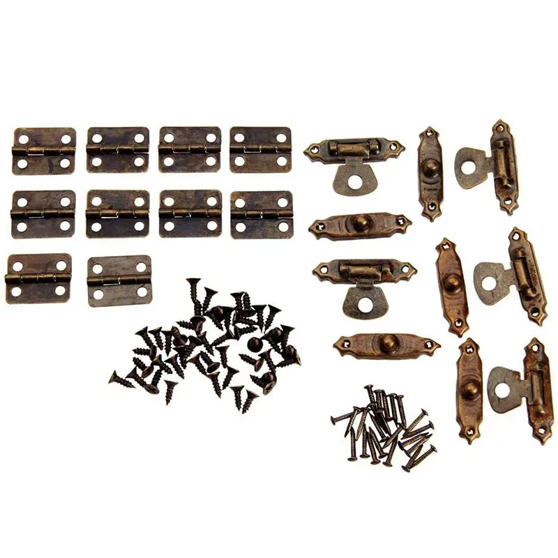 Горячая 5 шт Античная Бронзовая Защелка двери шкафа Hasps декоративные с 10 Ретро