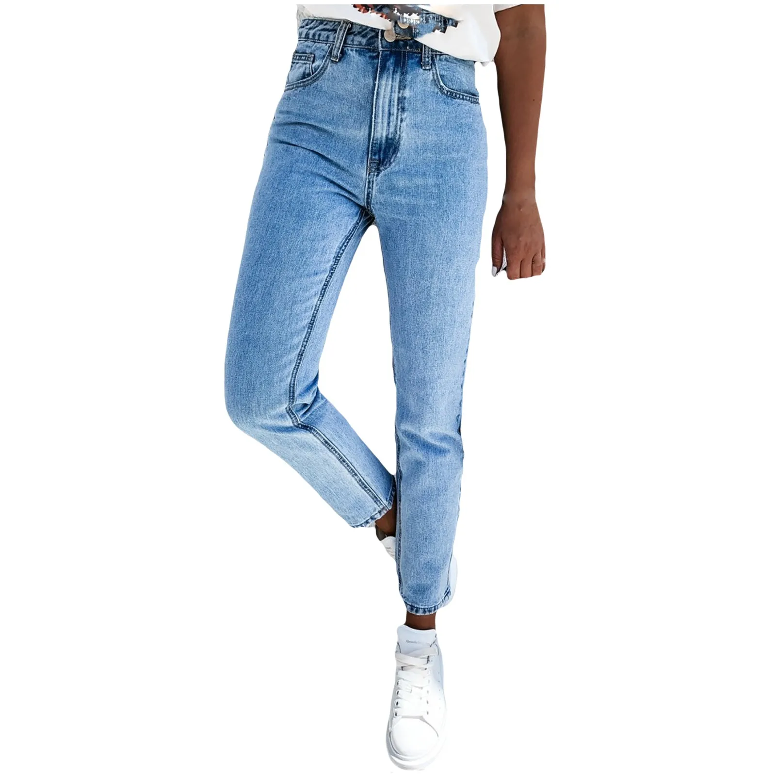 

Jeans For Women High Waist 2021 New Fashion Vintage Casual Plus Size Mid Waist Gradient Long Straight Jeans Denim Regular Pants