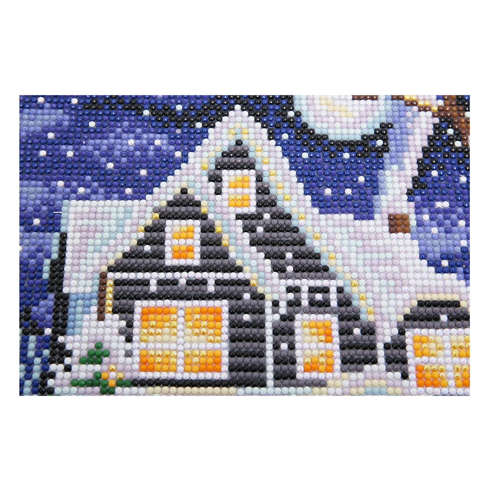 

YIBRIGHT Full Drill Round Diamond Painting Snow Christmas House Rhinestone Picture Diamond Embroidery Mosaic Home Decor 25x35 cm