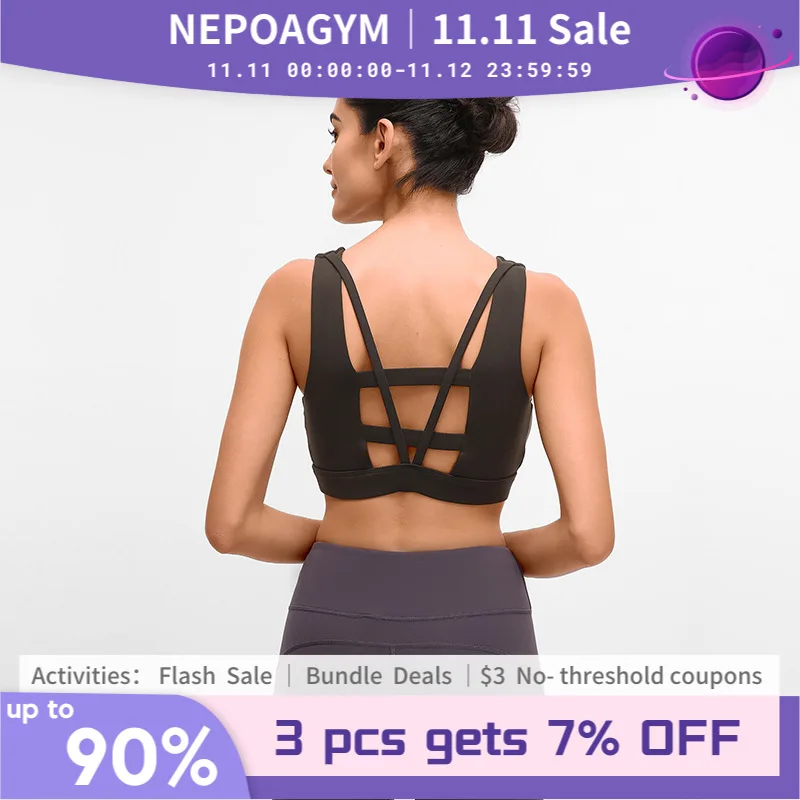

Nepoagym HEART Women Workout Bra Sport Bra Push Up Sports Wear for Women Gym Fitness Bra