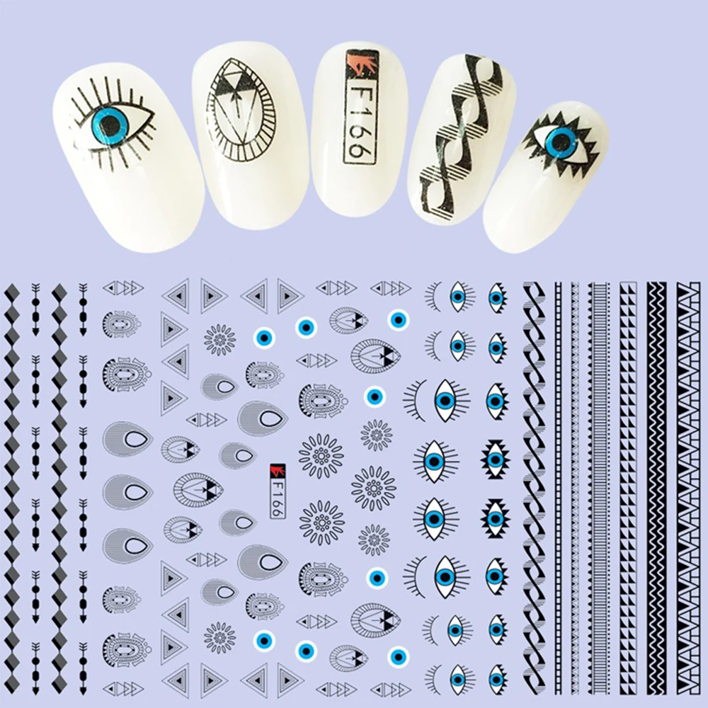 1 шт. модные наклейки с рисунком глаз слайдер для ногтей 3D смешанный цвет дизайн DIY