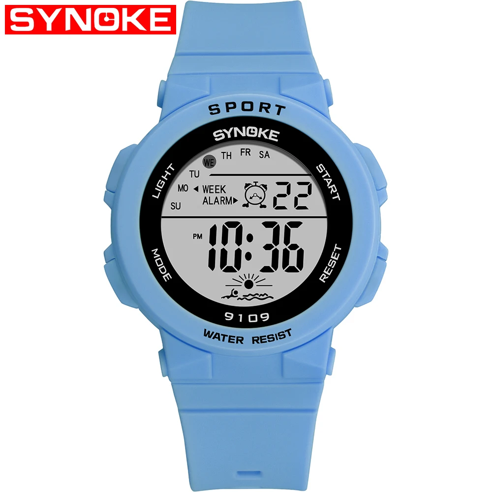 Blue SYNOKE модные женские часы цифровые спортивные женские часы 50 м водонепроницаемые для мальчиков и девочек студенческие наручные часы с будильником Relogio Feminino - Цвет: Blue