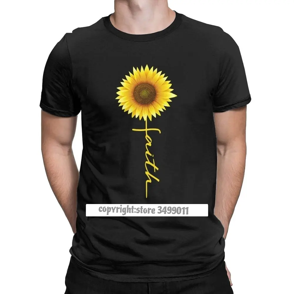 

Men's Tee Shirt Yellow Faith Sunflower Christian Quote Fashion Cotton Tee Shirt Christian Jesus God Tshirt Clothing