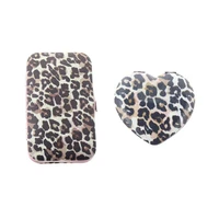 6 in 1 soft cover leopard manicure set and makeup mirror for women men girl boy holiday birthday christmas gift present