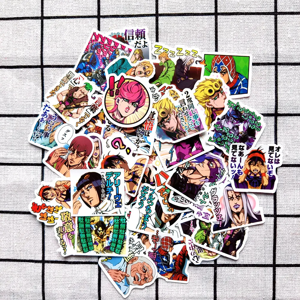

40PCs Anime JoJo Wonderful Adventure Stickers Waterproof Hand Account PVC Notebook Water Cup Cartoon Children Stickers Toys