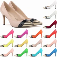 sexy pumps sexy wedding women fetish shoes pointed toe pu 8cm thin high heels slip on zapatos de mujer women shoes size 35 42