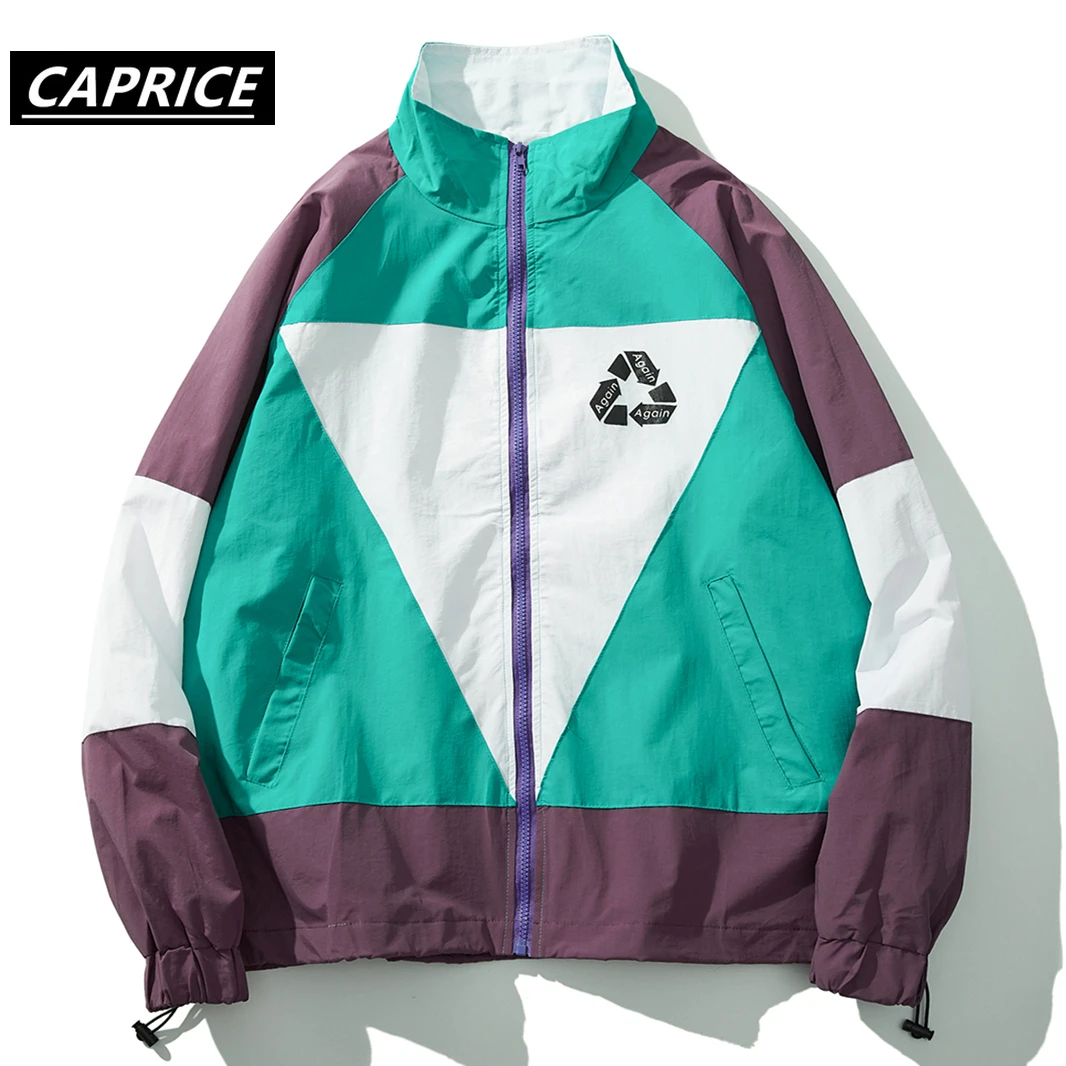 Лоскутные мужские куртки со стоячим принтом 2019 осенние модные повседневные топы