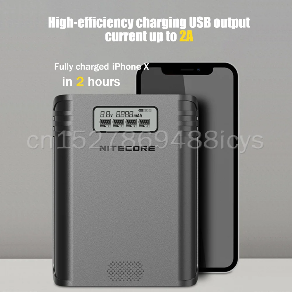 Оригинальное 2-в-1 Зарядное устройство Nitecore F4 с четырьмя слотами для зарядки