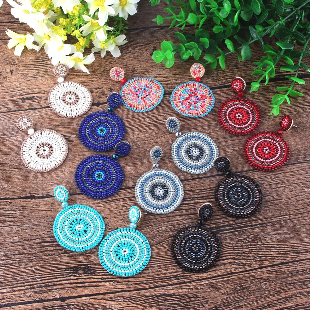 Модные женские серьги подвески Best lady с разноцветными бусинами для женщин в стиле