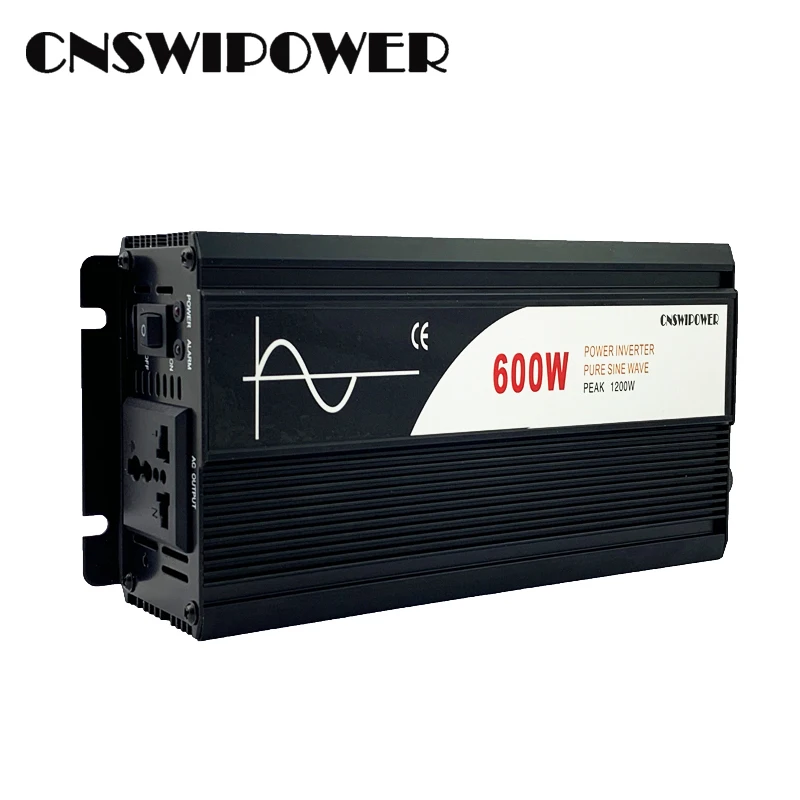 600 Вт Чистая синусоида солнечный инвертор переменного тока DC 12V 24V 48V к переменному току 110V 220V(Пиковый 1200 Вт