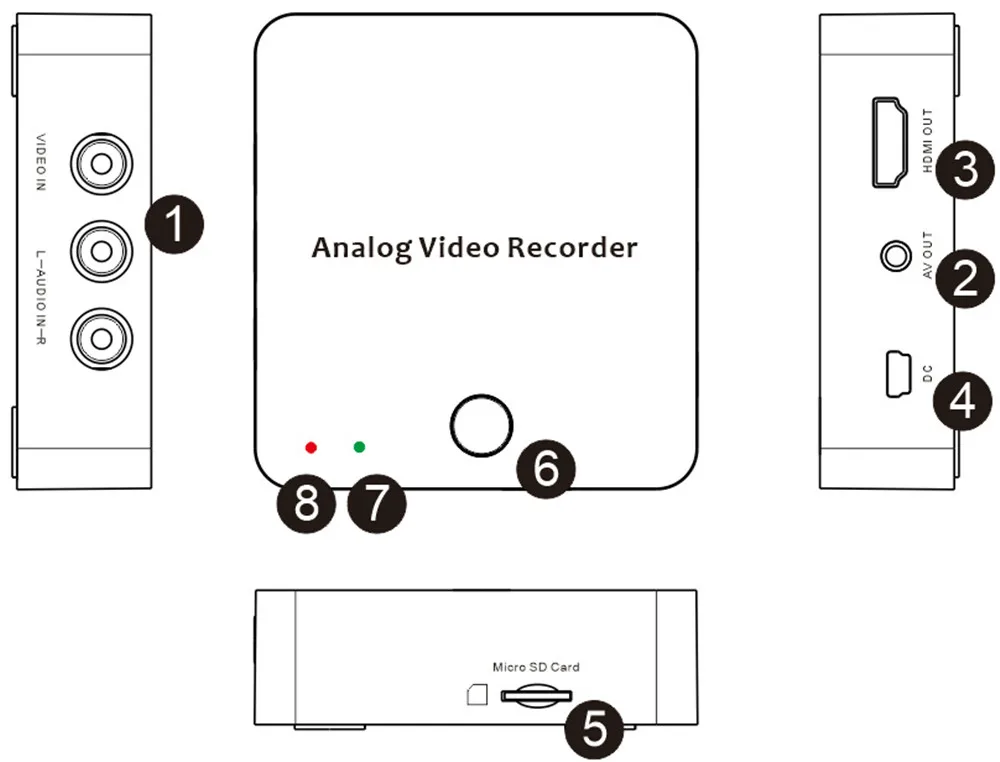 

272 Analog Video Recorder AV Capture Video Tapes Transfers to Digital Format VHS To Digital Converter for For Hi8,DVD,VCR
