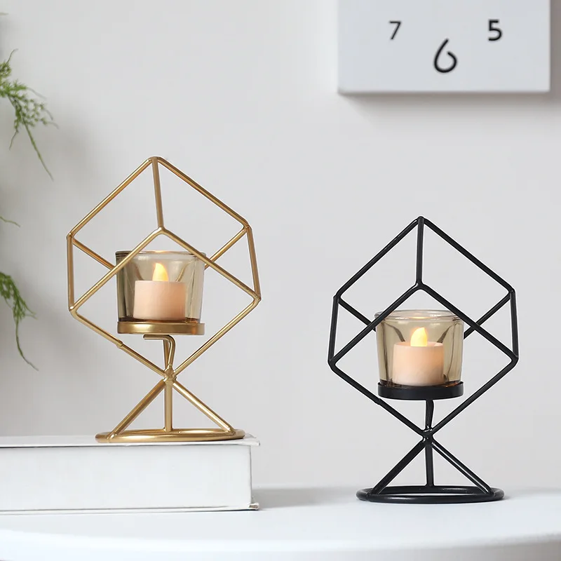 

Nordic geometric wrought iron aromatherapy candle holder ornaments modern simple home decorations candlelight dinner props