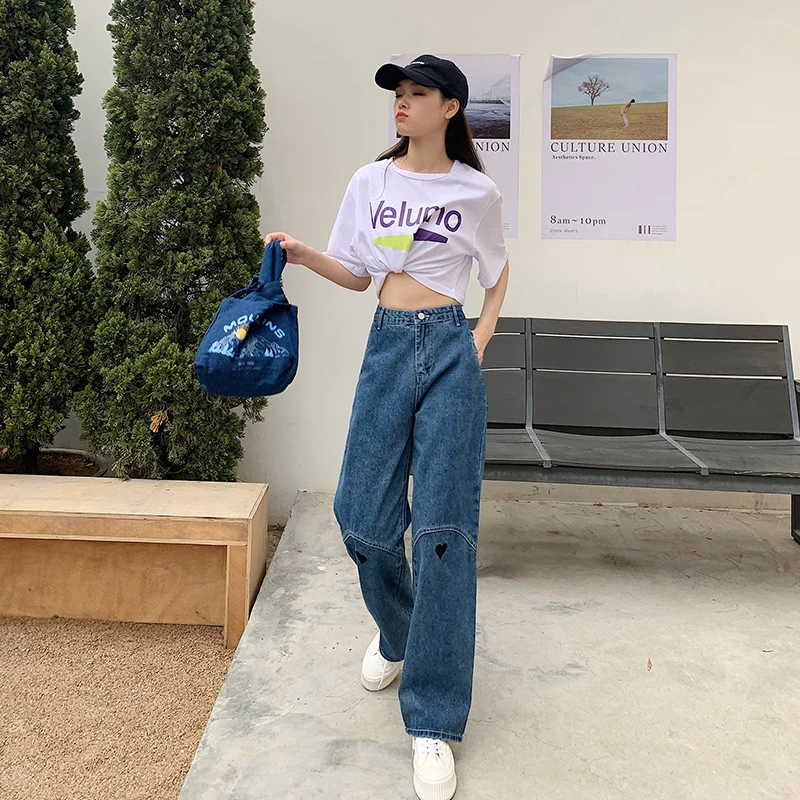 

2021 New Retro High Waist Super A Jeans Women's Wide-Legged Straight Loose Loose Wild Love Pants Were Thin