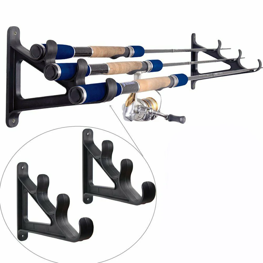 

2pcs 3-Position Rack Fishing Rod Storage Wall Bracket Wall Mount Fishing Pole Racks Holder Camping Fish Tackle Pesca Iscas Tools
