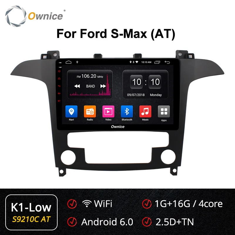 Ownice Android 9,0 DSP 4G LTE SPDIF k3 k5 k6 Автомагнитола для Ford S-Max 2007 2008 Восьмиядерный автомобильный DVD gps Navi плеер 360 панорама - Цвет: S9210-2 K1-Low