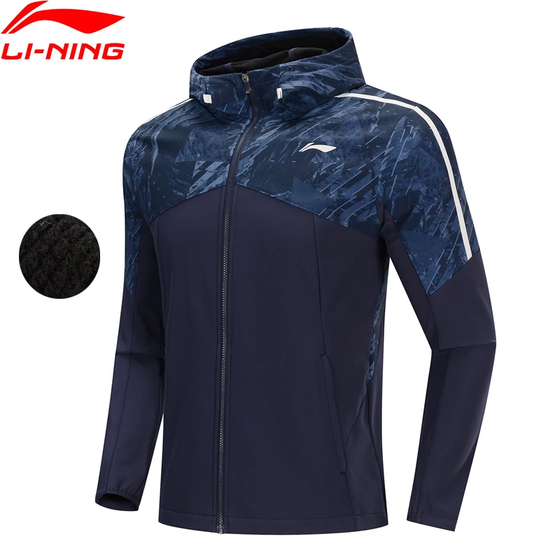 Мужская ветровка для бега Li Ning флисовая облегающая Толстая куртка 91.1% полиэстер