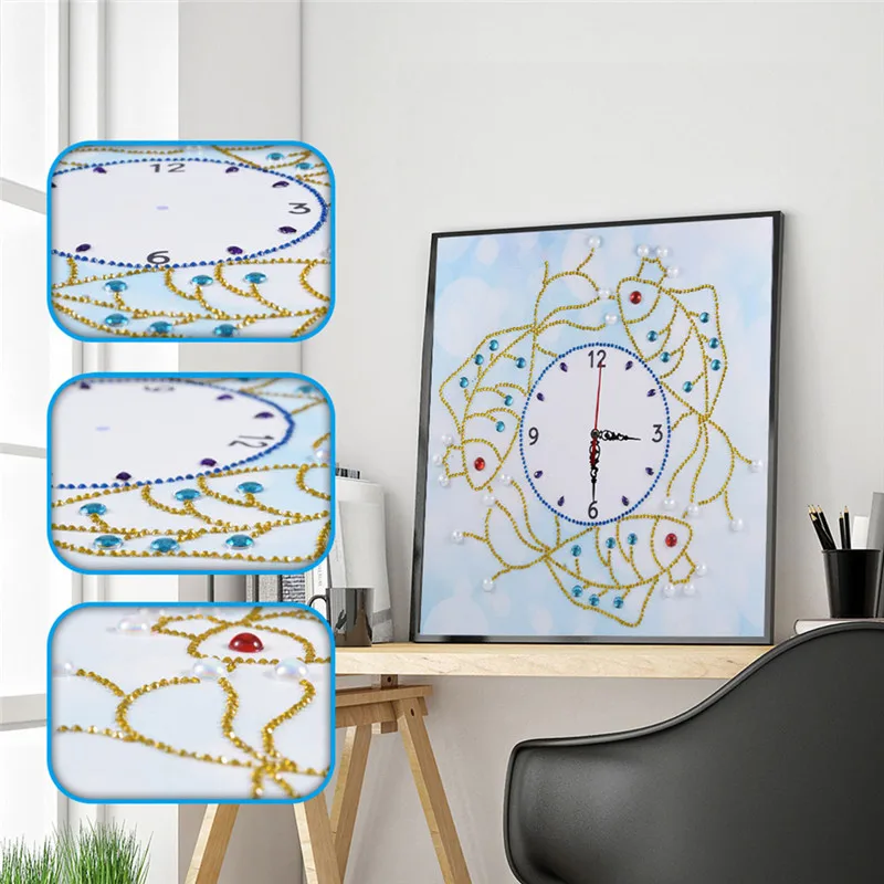 DIY 3d яркая рыба настенные часы Алмазная Живопись Вышивка крестом 5d бриллианты