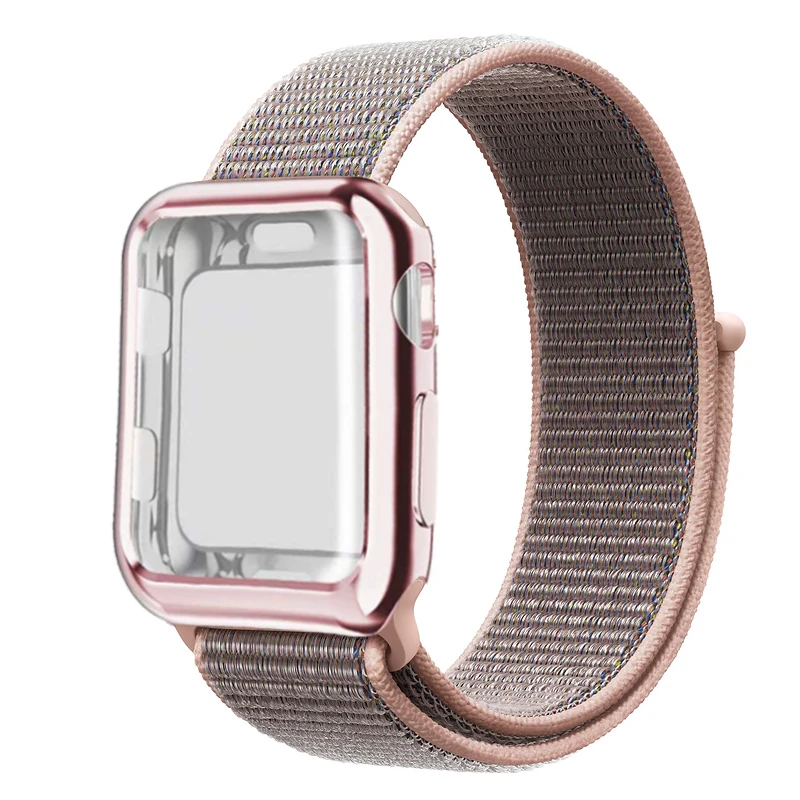 Спортивный ремешок+ чехол для Apple Watch 38 мм 42 мм 40 мм 44 мм iWatch 5 4 3 2 спортивный Браслет Apple watch 4 чехол Защита экрана